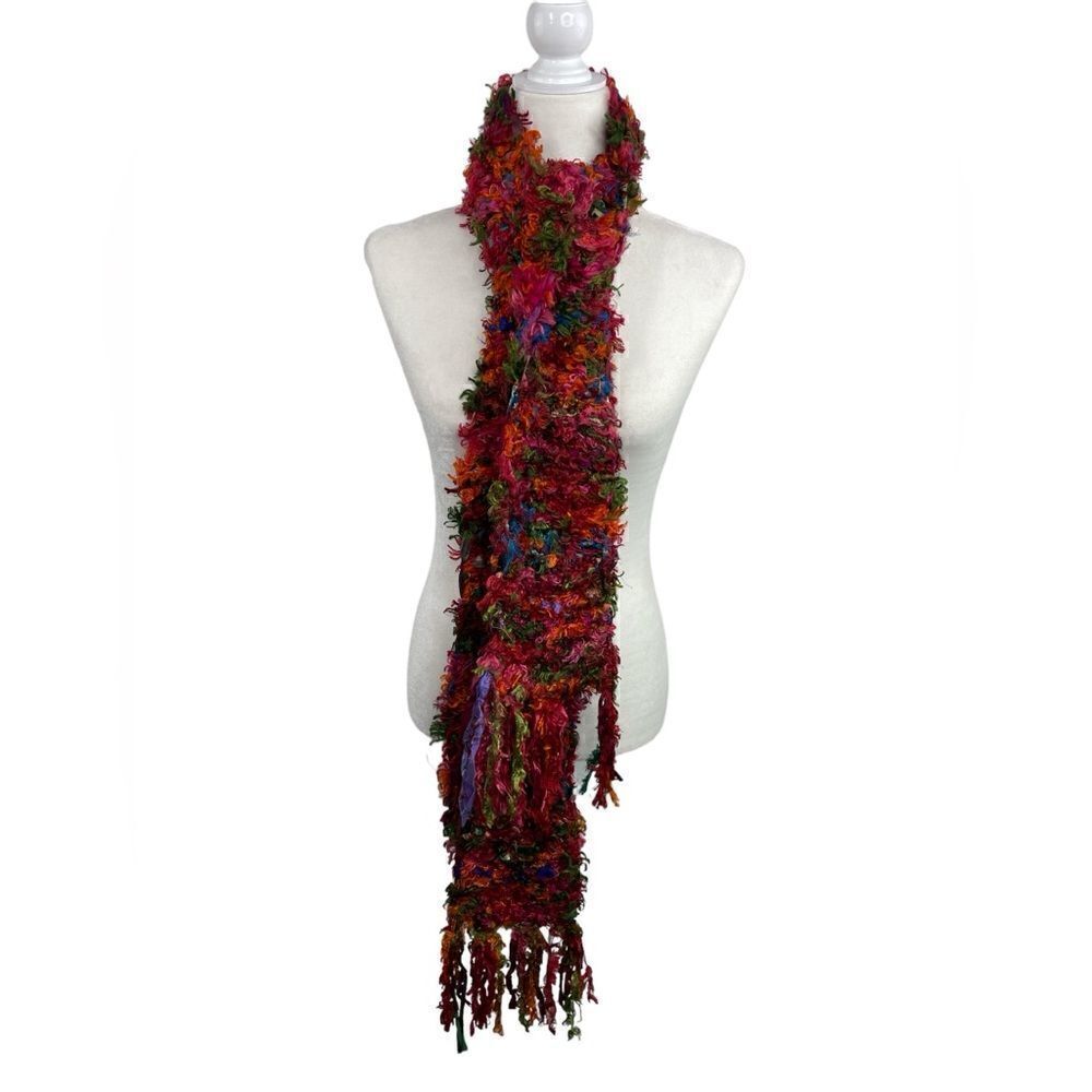 Rising Tide Boho Silk Blend Colorful rectangular scarf 5” x 72”